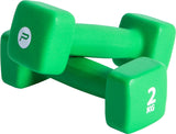 Pure2Improve P2I201400 Dumbbells, 2 pcs, 2 kg, Green, Neoprene