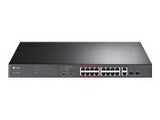 TP-LINK 16-Port 10/100Mbps PoE+ Switch 16 10/100Mbps RJ45 Ports 2 Gigabit RJ45 Ports 2 Combo SFP Slots 802.3at/af 192W PoE