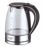 Adler Kettle AD 1225 Standard, 2000 W, 1.7 L, Glass, 360 rotational base, Stainless steel/Black