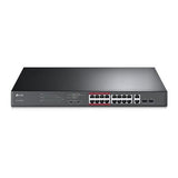 TP-LINK 16-Port 10/100Mbps PoE+ Switch 16 10/100Mbps RJ45 Ports 2 Gigabit RJ45 Ports 2 Combo SFP Slots 802.3at/af 192W PoE