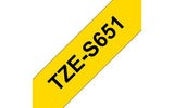 BROTHER TZES651 24mm BLACK ON YELLOW ADHESIVE TAPE