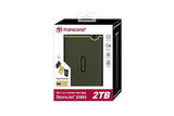 TRANSCEND 2TB StoreJet 25M3G USB 3.1 2.5 Rubber Case Anti-Shock Military Green Slim