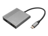 DIGITUS USB-C - 2x HDMI Adapter 18cm 4K/30Hz Silver Aluminium housing