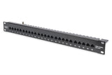 Digitus Patch Panel DN-91325-1-B Black, 48.2 x 4.4 x 10.9 cm, Category: CAT 3; Ports: 25 x RJ45; Insertion force: 30N max