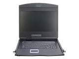 DIGITUS modularized 48.3cm 19inch TFT console with 8 port KVM US keyboard RAL 9005 black color
