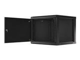 LANBERG Wall mount cabinet 19inch 9U 600x600 steel doors black flat pack