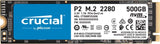 SSD|CRUCIAL|P2|500GB|M.2|PCIE|NVMe|Write speed 940 MBytes/sec|Read speed 2300 MBytes/sec|CT500P2SSD8