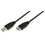 Logilink 1m USB A - USB A 3.0 F/M USB A, USB A, 1 ", Black