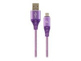 GEMBIRD CC-USB2B-AMmBM-2M-PW Premium cotton braided Micro-USB charging and data cable 2m purple/white