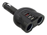 QOLTEC Car Charger 12-24V 52W 5V 2.4A 2xUSB Smart + USB QC 3.0 USB C PD 2x Cigarette Lighter Splitter