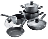 Stoneline 1 sauce pan, 1 stewing pan, 1 frying pan, die-cast aluminium, black,