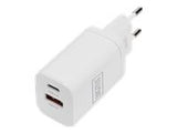 DIGITUS USB Charger 1x USB-A / 1x USB-C 30W Dual Port 1x 2.4A 1x 3A QC3.0