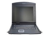 DIGITUS modularized 43.2cm 17inch TFT console with 8 port KVM US keyboard RAL 9005 black color