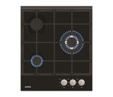 Simfer Hob H4.305.HGSSP Gas on glass, Number of burners/cooking zones 3, Rotary painted inox knobs, Black, 45 cm