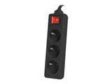 LANBERG PS1-03E-0150-BK 1.5M Black LANTERGE CURVE 3X 230V PL WITH CIRCUIT BREAKER FULL COPPER