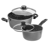 Stoneline Cooking Pot Set of 4 14461 2+2.5 L, 18/20 cm, Aluminium, Anthracite, Dishwasher proof, Lid included