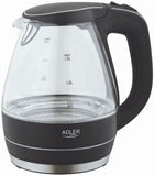 Kettle Adler Kettle AD 1224 Standard, Glass, Black, 2000 W, 360° rotational base, 1.5 L