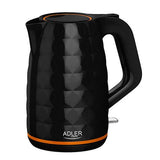 Adler Kettle AD 1277 Standard, Plastic, Black, 2200 W, 360° rotational base, 1.7 L