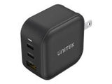 UNITEK CHARGER GaN 2x USB-C 1x USB-A PD QC 3.0 66W BLACK