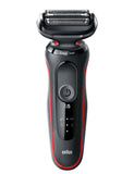 Braun Shaver 50-R1000s Cordless, Charging time 1 h, Lithium Ion, Number of shaver heads/blades 3, Black/Red, Wet & Dry