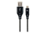 GEMBIRD CC-USB2B-AMmBM-1M-BW Premium cotton braided Micro-USB charging and data cable 1m black/white