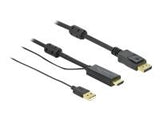 DELOCK HDMI M DisplayPort M 4K cable 2m powered by USB A M black