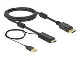 DELOCK HDMI M DisplayPort M 4K cable 2m powered by USB A M black