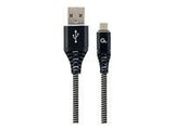 GEMBIRD CC-USB2B-AMmBM-2M-BW Premium cotton braided Micro-USB charging and data cable 2m black/white