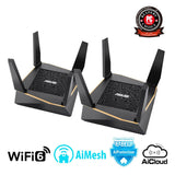 Asus Router RT-AX92U 2PK 802.11ax, 400+ 867+ 4804 Mbit/s, 10/100/1000 Mbit/s, Ethernet LAN (RJ-45) ports 4, Mesh Support Yes, MU-MiMO Yes, 3G/4G via optional USB adapter, Antenna type 4xExternal, 2xInternal, USB 2.0 x 1, USB 3.1 Gen 1 x 1, AiMesh AX6100 W