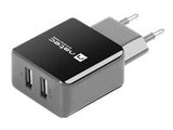 NATEC NUC-0995 Natec Extreme Media Universal USB Charger 230V->USB 5V/2,1A, 2 port, black-grey