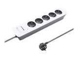 QOLTEC 50296 Power strip 5 sockets 1.8m White grey