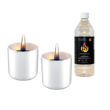 Tenderflame Gift Set, 2 Tabletop burners + 0,5 L fuel,  Lilly 8 cm White