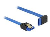 DELOCK Cable SATA 6 Gb/s receptacle straight > SATA receptacle upwards angled 30cm blue with gold clips