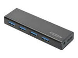 EDNET USB 3.0 Hub 4-Port Datentransfer bis zu 5GB 5V/2A Adapter black 80 cm Datenkabel