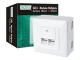 DIGITUS modular wall outlet  2xRJ45 white Cat6 fully shielded surface mount RAL 9010