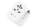 TECHLY Universal Travel Adapter 150 Countries 3 USB-A ports White