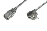 Digitus Power Cord, Schuko (CEE 7/7) 90ø angled - C13 M/F, H05VV-F3G 0.75qmm 1.8 m, Black