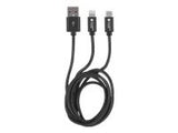 NATEC NKA-1208 Extreme Media cable microUSB+ Lightning to USB (M), 1m, Black