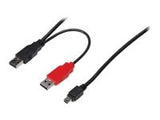 DIGITUS USB2.0 Y-cable 1m  2xUSB2.0 A plug to 1xUSB2.0 B mini 5-Pin plug AWG28 black