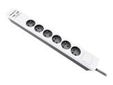 QOLTEC 50294 Surge protector 6 sockets 2 x USB 1.8m White grey