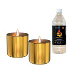 Tenderflame Gift Set, 2 Tabletop burners + 0,5 L fuel,  Lilly 8 cm Gold