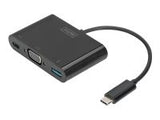 DIGITUS USB Type-C Multiport Adapter VGA 1x VGA 1x USB-C PD 1x USB 3.0 black